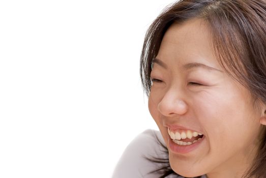 Portrait of happy Asian beauty smile expression on white background.