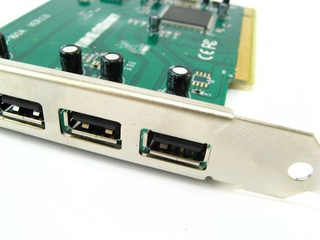 USB ports controler card on a white background