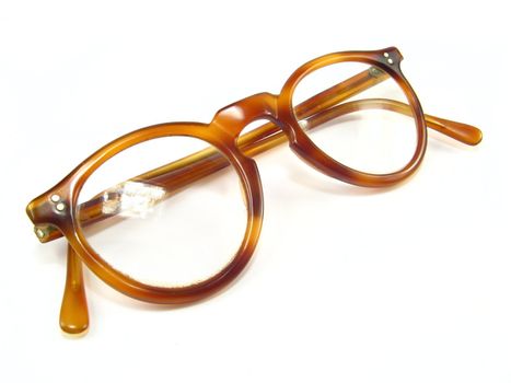 Image of old glasses over a white background