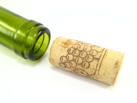 image of a bottle and cork over a white background