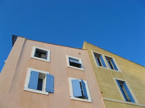 some colored provence building frontages in Martigues