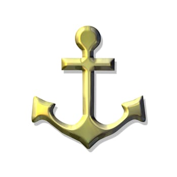 an illustration of a golden anchor over a white background