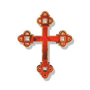 an illustration of a red and golden cross
