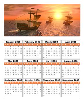 calendar with an illustration for the new year 2008