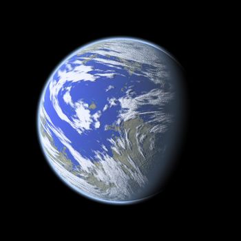 an image of a blue planet in the space