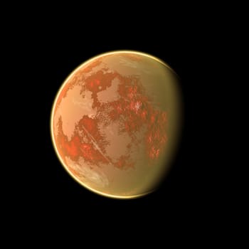 an image of an orange planet in the space