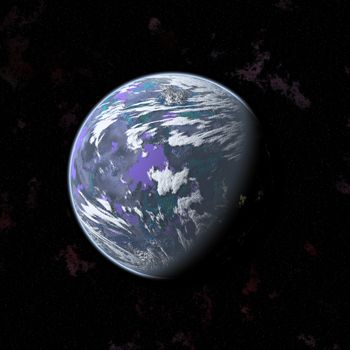 an image of a purple planet in the space