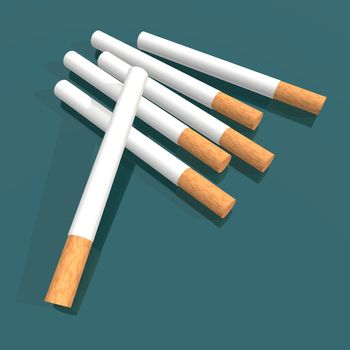 a 3d render of some cigarettes over a green background