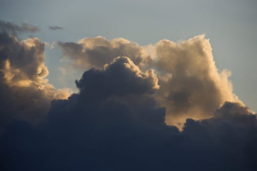 Cumulus clouds in sky.