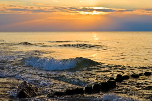 sunset in the evening over the sea