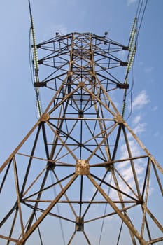Power transmission tower, view from below