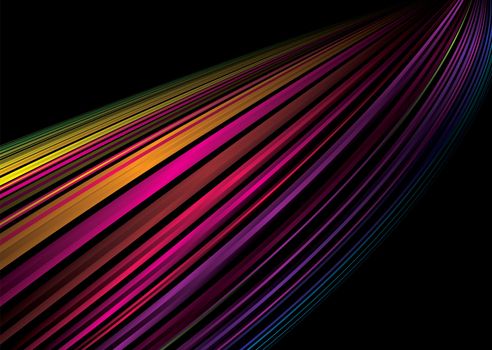 Abstract illustrated rainbow background with a black backdrop