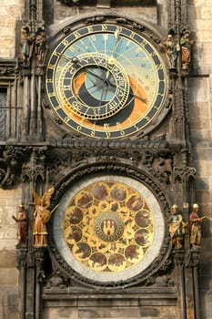 A detail of the astronomical clock in Prague, Czech republic in the Old Town Square