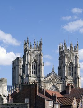 View of York Minster with houses in foreground