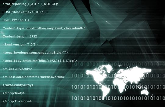 Global Business System on a Blue Background