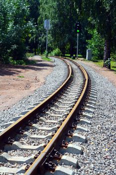 narrow-gauge curve railway and semaphore