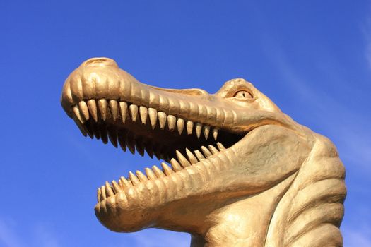 dinosaur, head, sky, mouth, teeth