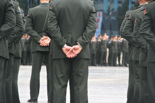 Uniformed soldiers at a military ceremony