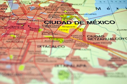 Road map of Mexico City and surrounding areas.
