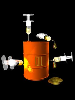 Conceptual image representing an addiction to oil.