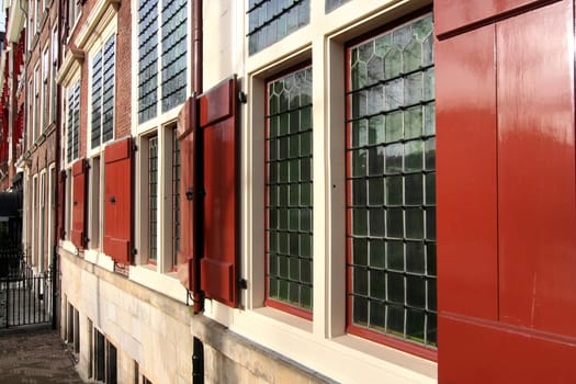 Old fashioned window panes and shutters