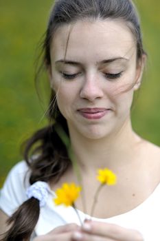 Woman enjoying her countryside holiday