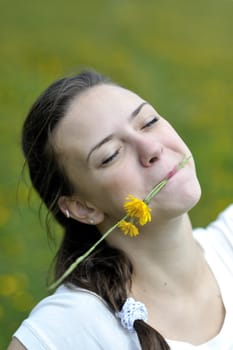 Woman enjoying her countryside holiday