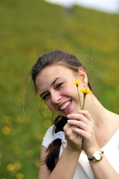 Woman enjoying her countryside holiday