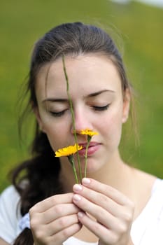 Woman enjoying her countryside holiday