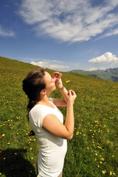 Woman enjoying her countryside holiday