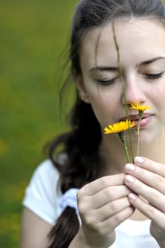 Woman enjoying her countryside holiday