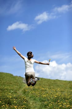 Woman enjoying her countryside holiday