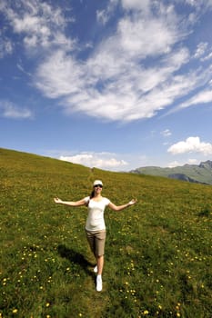 Woman enjoying her countryside holiday