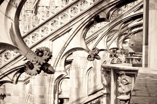 arches on the cupola of Milan's cathedral
