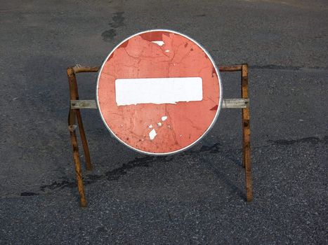 No entry sign on residential street