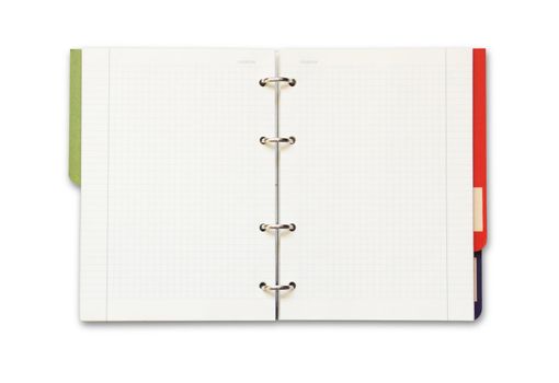 Open spiral notebook isolated on white background with clipping path