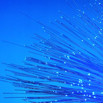 internet or tele communication via glass fiber optics