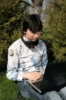 Closer view of a student and computer