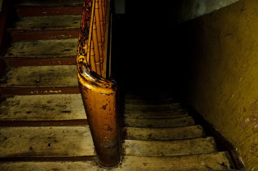 Wooden stairs in old house