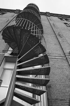 Winding stairway in tenement house in Amsterdam.