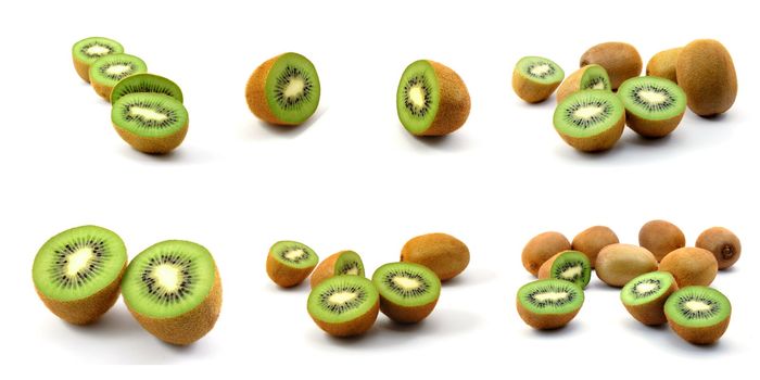 kiwi fruit food collection isolated on white background