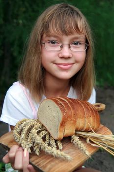 Girl with fresh bread