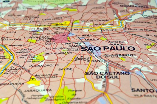 Road map of Sao Paulo City, Brazil.