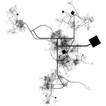 Generic City with Roads Transport System Map Art