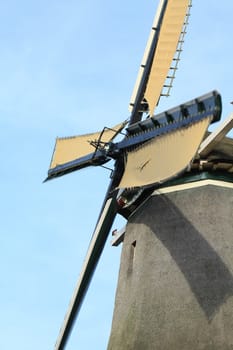 Detail of a traditional Dutch windmill, still working to produce grain