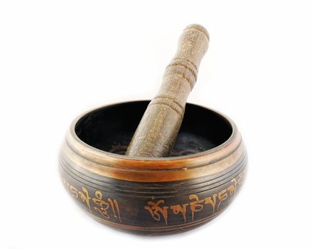 Nepalese meditation Singing Bowl on a white background