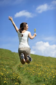 Woman enjoying her countryside holiday