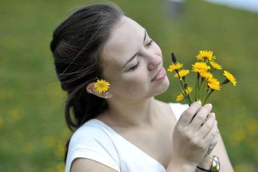 Woman enjoying her countryside holiday