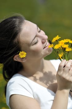 Woman enjoying her countryside holiday