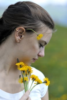 Woman enjoying her countryside holiday